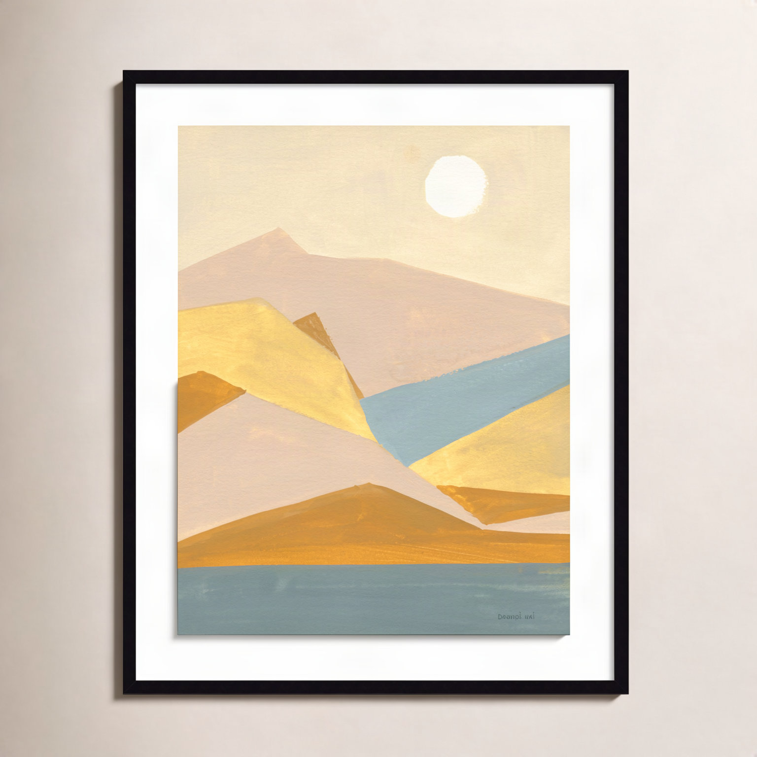 Retro Abstract I Southwest Mountains Print, 41.25" H x 33.38" W x 0.88" D, Brown Framed Paper