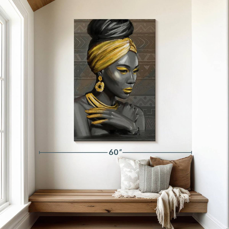 Leisha, beauté tribale dorée, H 48 po x l 32 po