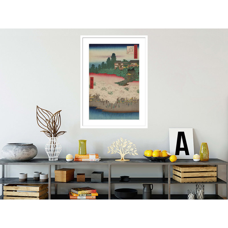 Pavillon des fleurs, pente de Dango, sentier n ° 16 dans les cent vues célèbres d'Edo par Utagawa Hiroshige - impression giclée encadrée