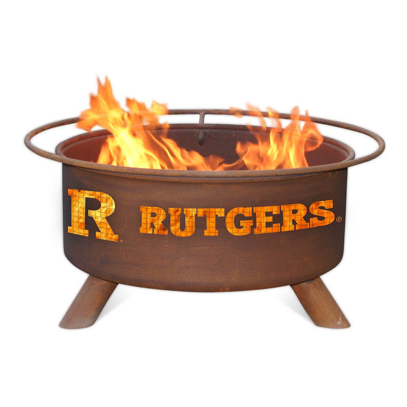 Collegiate Series 16" H x 30" W Steel Outdoor Fire Pit with Lid, Rutgers
