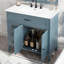 Meuble-lavabo 36 po avec lavabo, armoire de salle de bain avec tiroirs, structure solide et panneau de fibres à densité moyenne, deux ensembles, gris-bleu