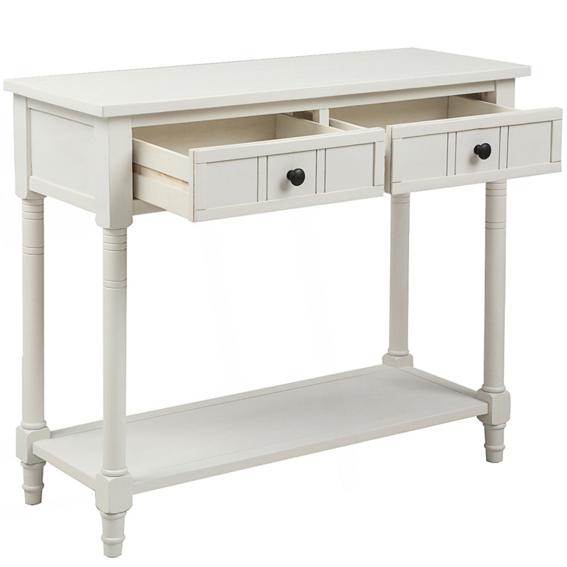 Console, console de style traditionnel avec deux tiroirs et tablette inférieure, table de couloir
