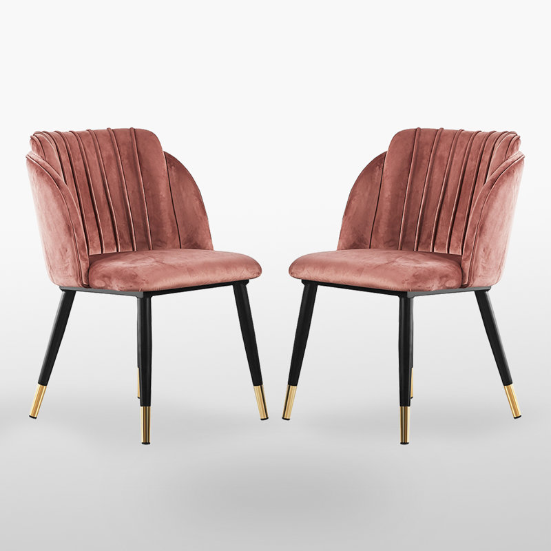 Inola Upholstered Velvet Dining Chairs - Ergonomic Soft Back with Metal Legs - Armchair for Dining Room Living Room Restaurants