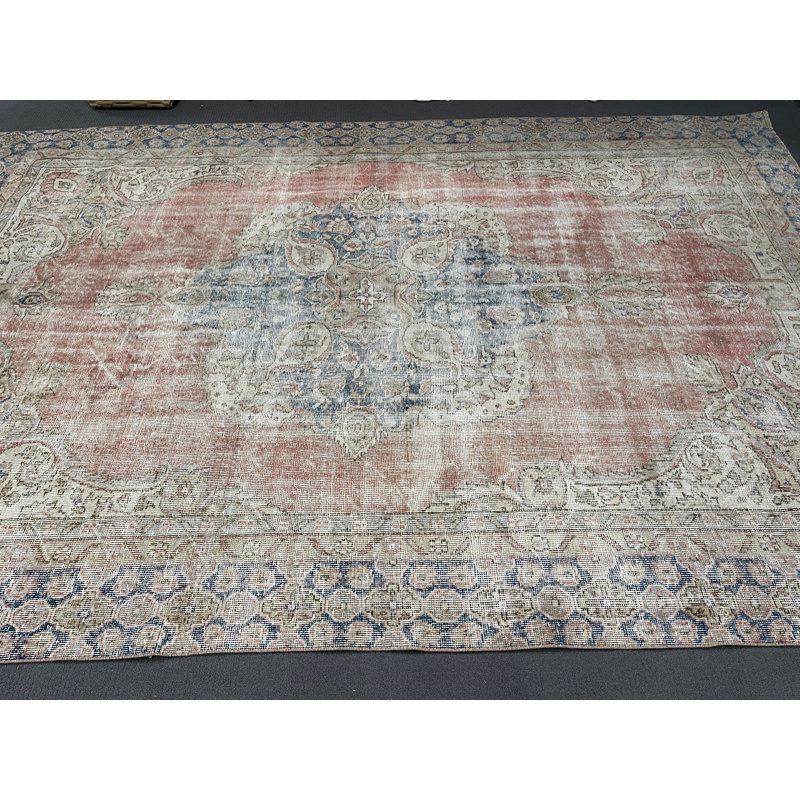 Tapis rétro surdimensionné en laine patchwork beige surdimensionné 8,3 x 12,4 pi