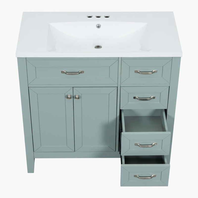 Meuble-lavabo polyvalent avec lavabo élégant et rangement spacieux, Vert