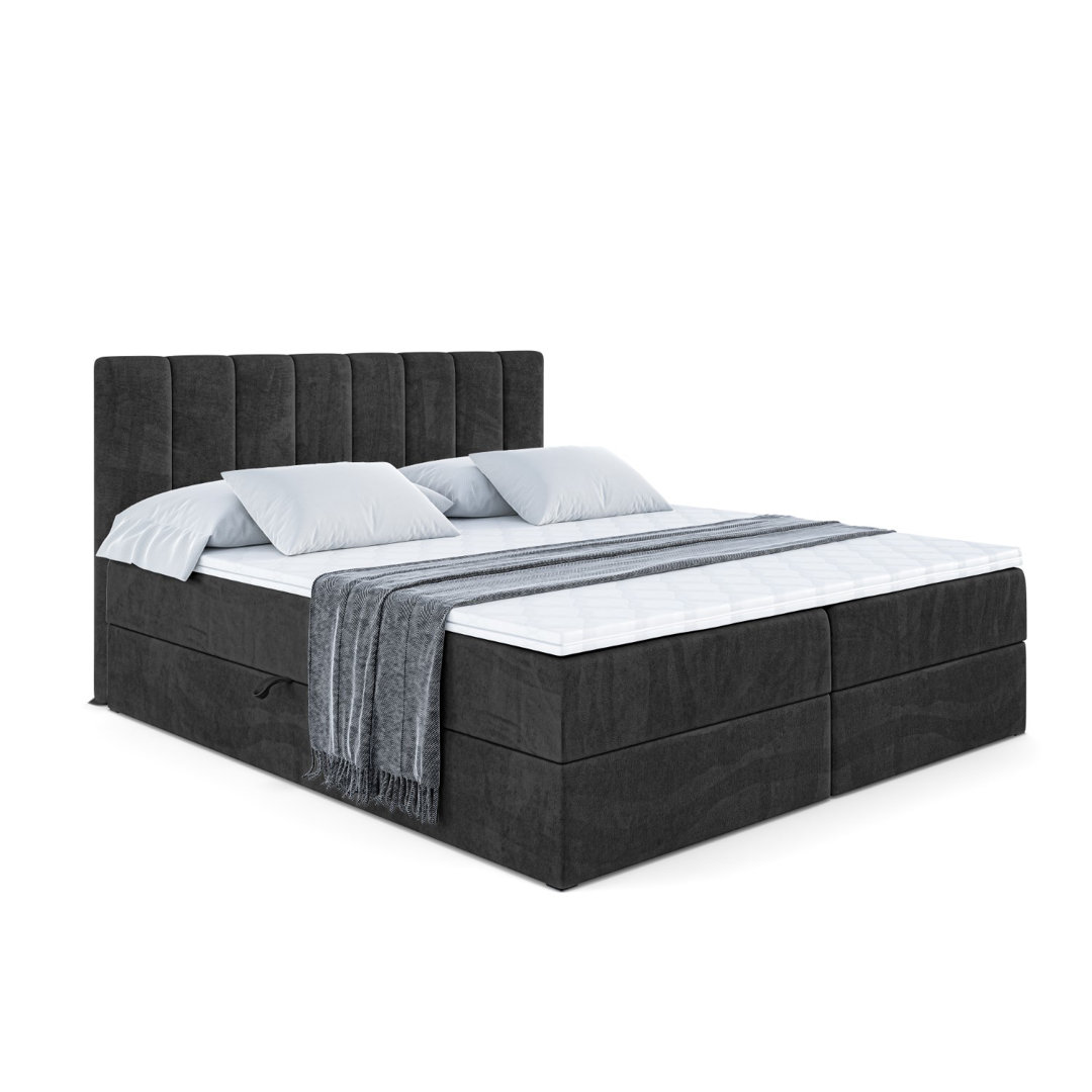 Boxspringbett mit H3 Bonell-Federkernmatratze, Topper und Bettkasten