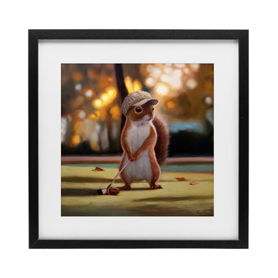 «Golf Nut Squirrel», reproduction sous verre encadrée, design par Lucia Heffernan