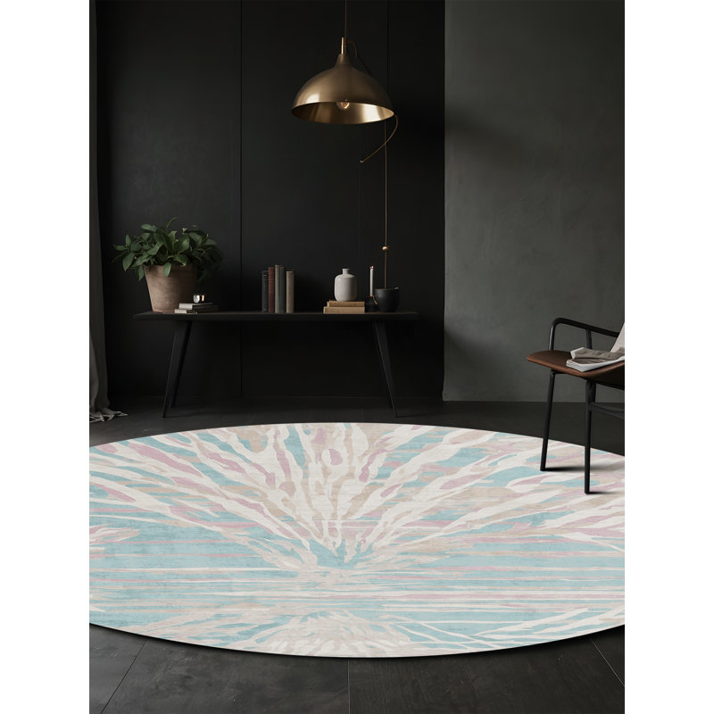 Machine Washable Gray Area Rug, Round 8'