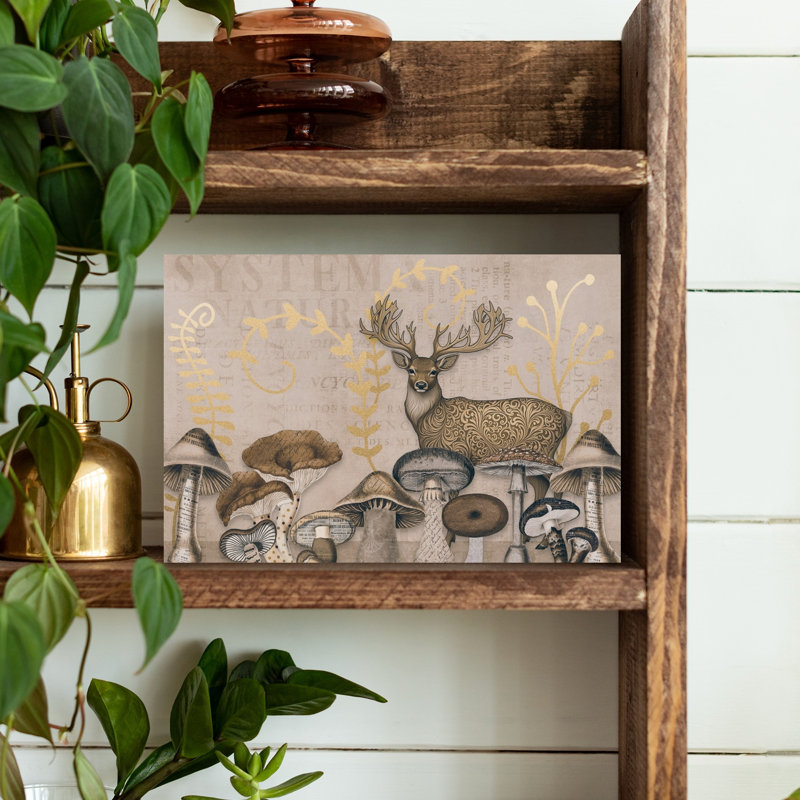 Affiche murale vintage représentant un cerf des bois, élégante et rustique, avec un cerf de la forêt et la nature.