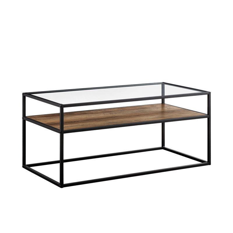 Ugarte Frame Coffee Table with Storage, Rustic Oak/Stone Grey