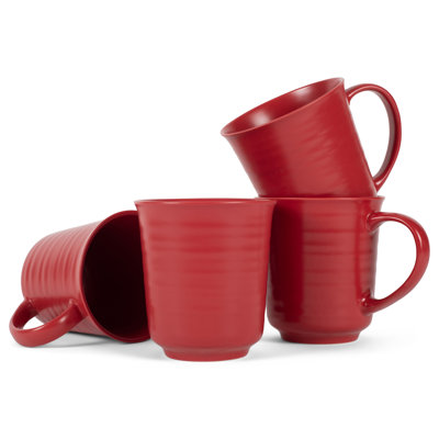 Mug 4-Pack Red Matte Glaze Finish 17 Ounce