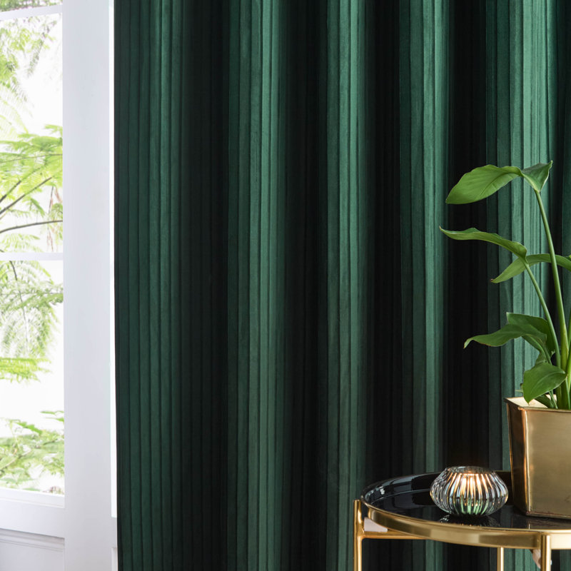 Corinthian Polyester Room Darkening Grommet / Eyelet Curtain Panel Pair, 90cm Width x 137cm Drop, Green