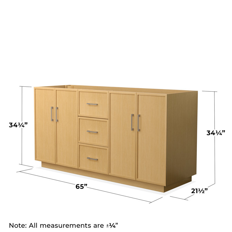 Elan TK 65" Freestanding Double Bathroom Vanity Base Only, Brushed Nickel, Beige