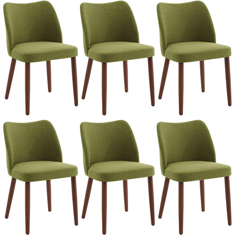 Ensemble de 6 chaises de salle à manger style Mid-Century rembourrées avec pieds en bois, chaises de cuisine avec structure en bois franc