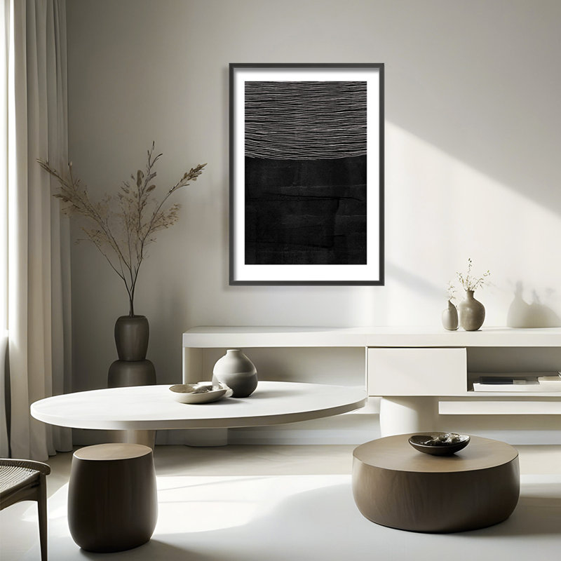 Abstract Blackened Line by  - Picture Frame Painting on Paper, 36" H x 24" W