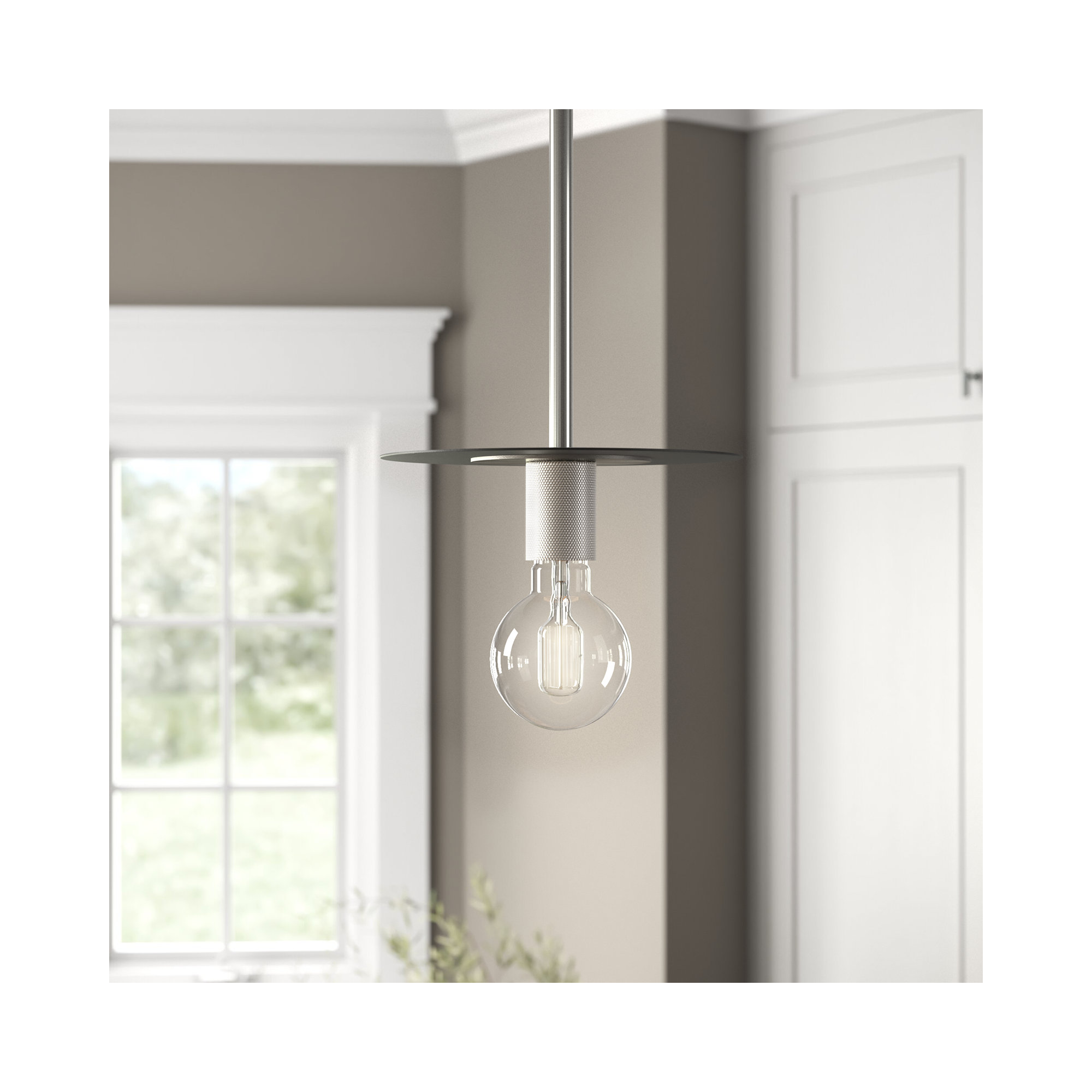 Single Light Dimmable Pendant, Brushed Nickel