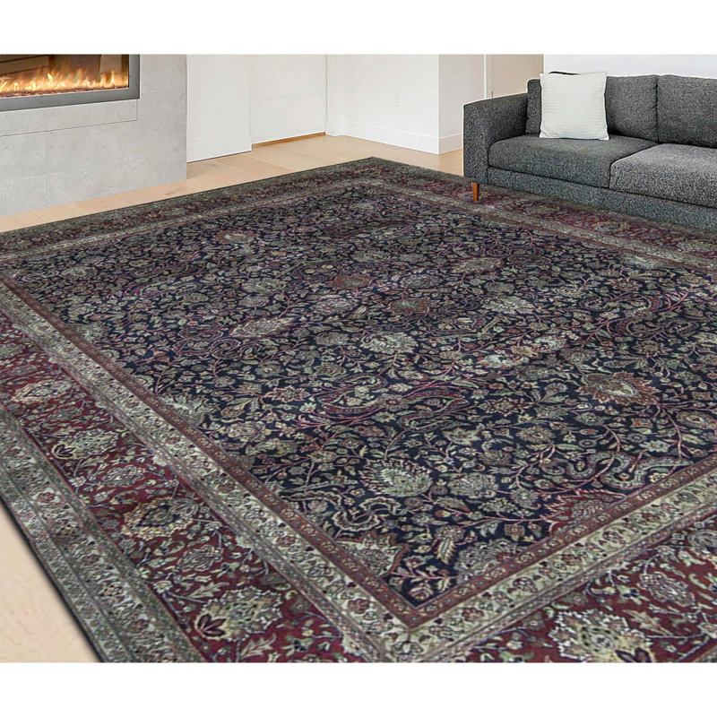 Hand-Knotted High-Quality Blue and Red Area Rug