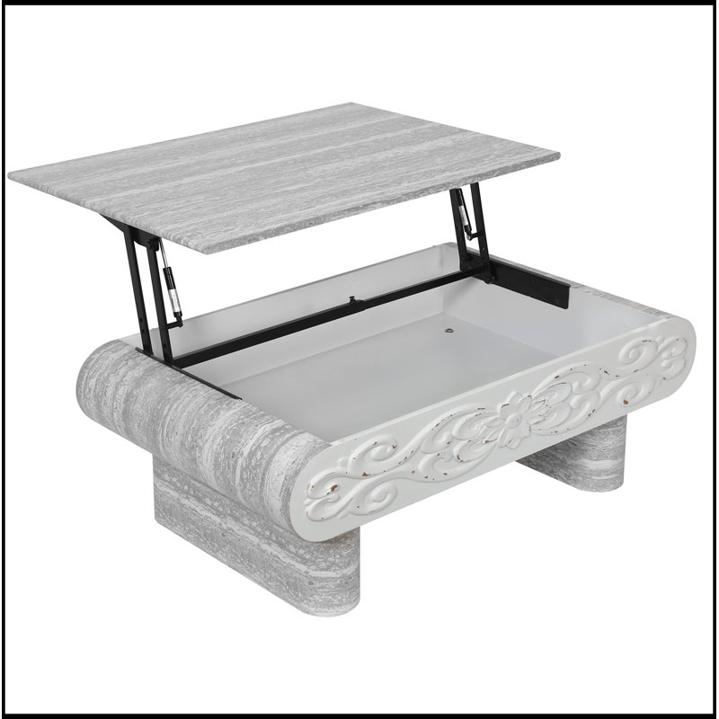 Plateau relevable avec rangement caché Frederica, Gris