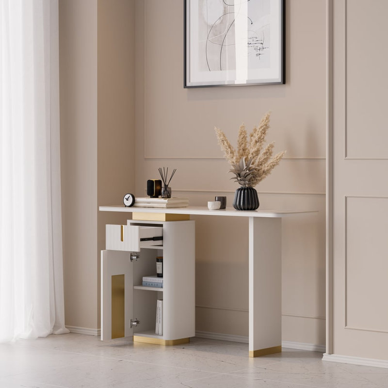 Console moderne en pierre frittée avec rangement pour hall d'entrée Artis