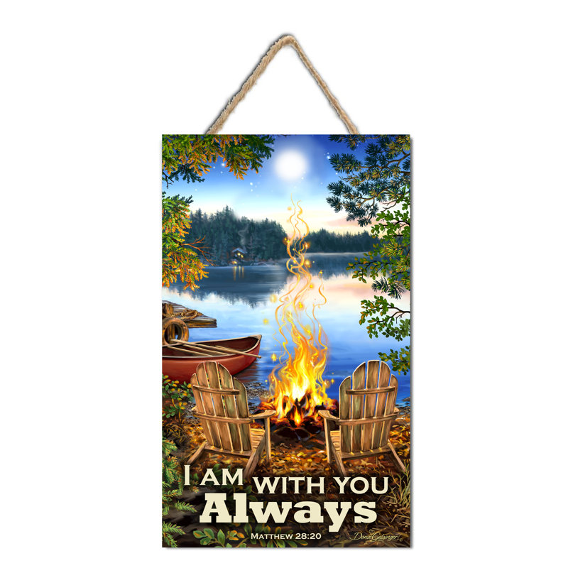 Lakeside Wooden Sign with Rope Hanger