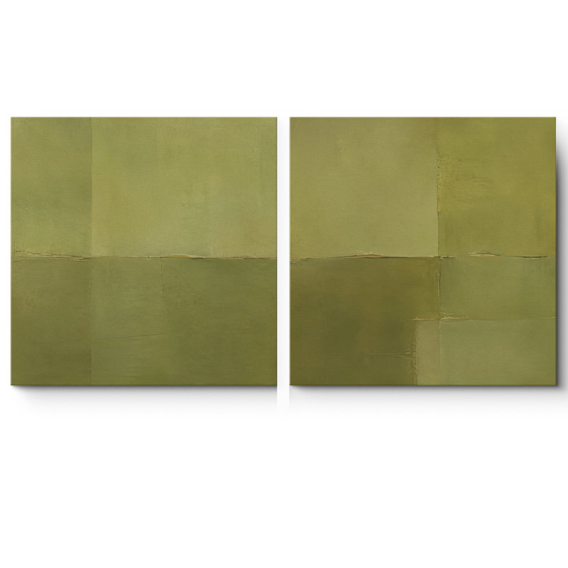 Ensemble de 2 reproductions d'art sur toile vert olive, H 16 po x l 16 po x P 1,5 po, Toile tendue