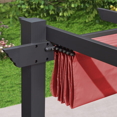 PURPLE LEAF Pergola Shade Cover for 11' X 13' Deck Porch Outside Outdoor Retractable Durable Fabric Canopy Replacement Top Only, Gray