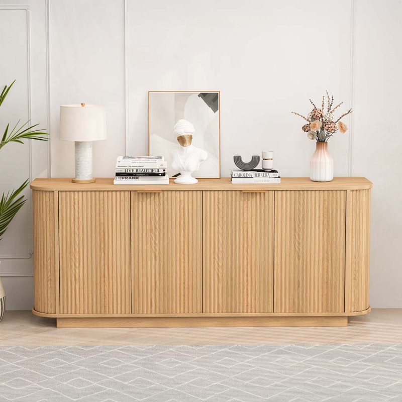 Buffet en bois, Naturel / Or