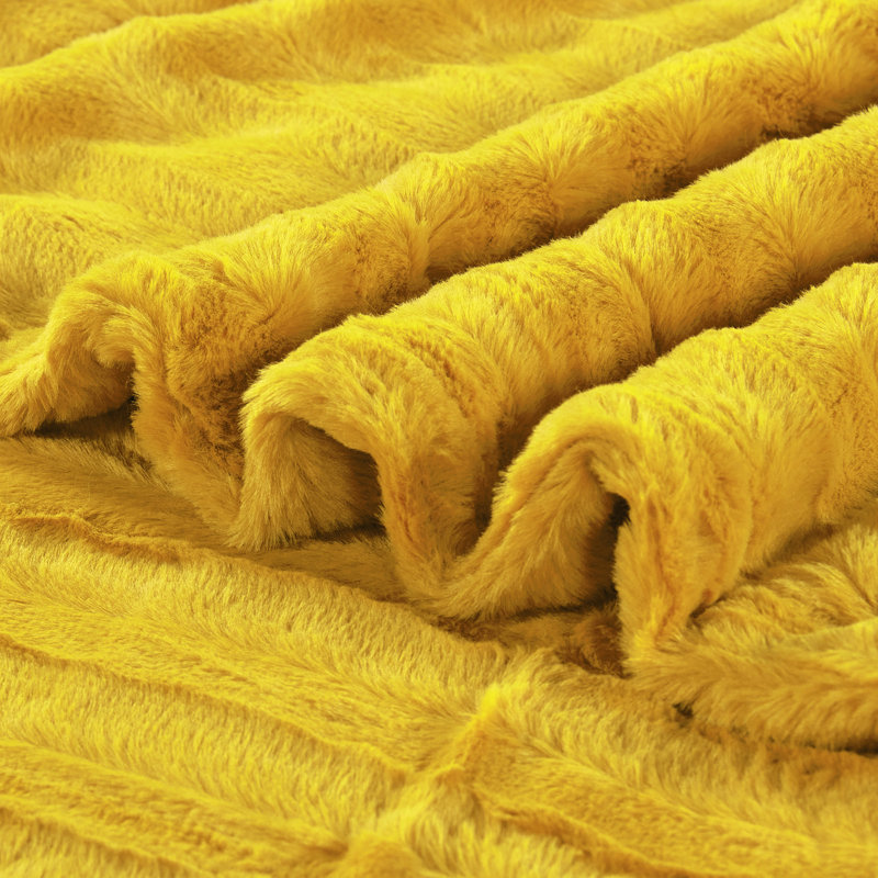 Jeté en fausse fourrure Derby, Citron, l 50 po x L 60 po