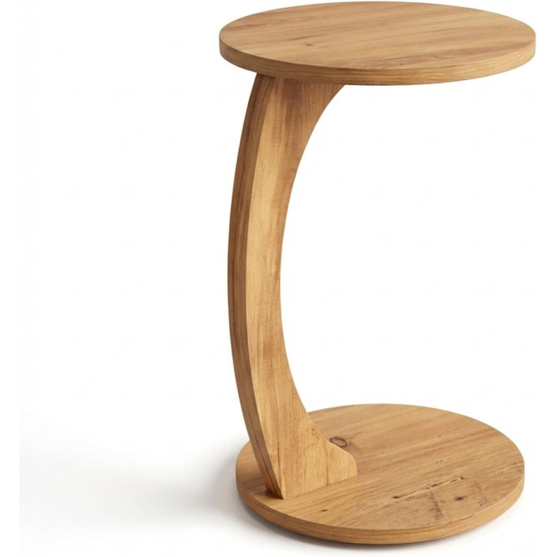 Adhem C-Shaped Round End Table with Rolling Wheels: A Movable, Space-Saving Side Table Perfect for Sofas, Living Rooms, Bedside Areas, and Optimizing Small Living Spaces