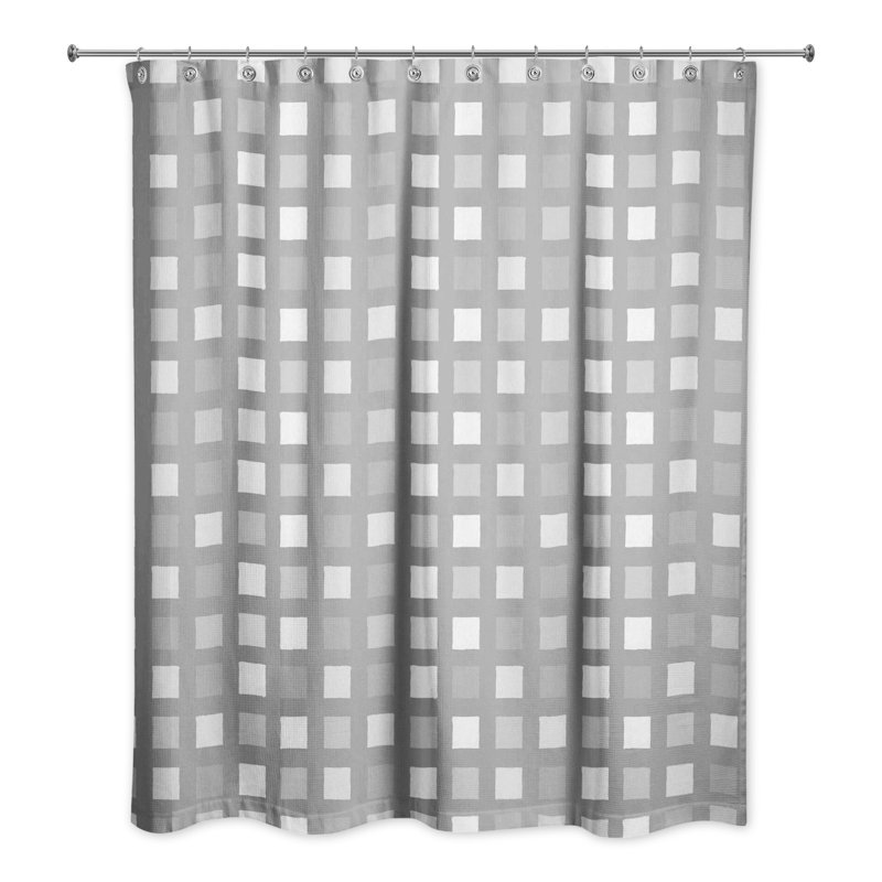 Rideau de douche à carreaux Roshan, Gris
