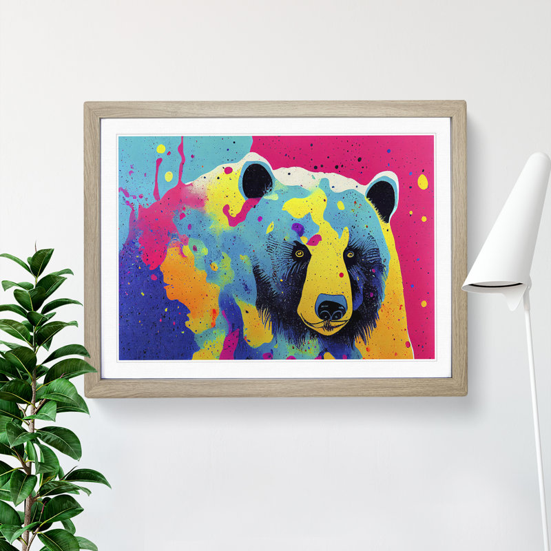 Bear Paint Splash Vol.2 - Framed Print, Oak, 34cm H x 46cm W x 2cm D