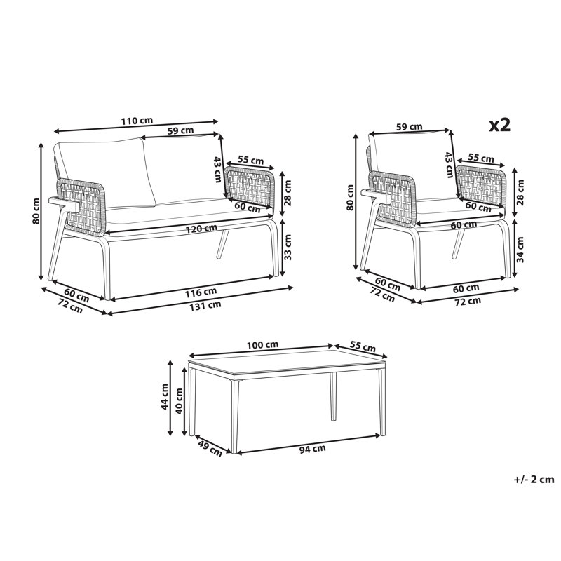 Velazco Metal 4 - Person Seating Group with Cushions