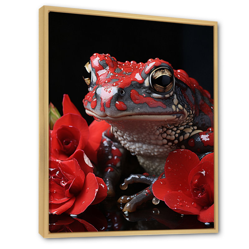 «Red Frog Portrait», reproduction d'art sur toile, H 44 po x l 34 po x P 1,5 po, Encadré naturel