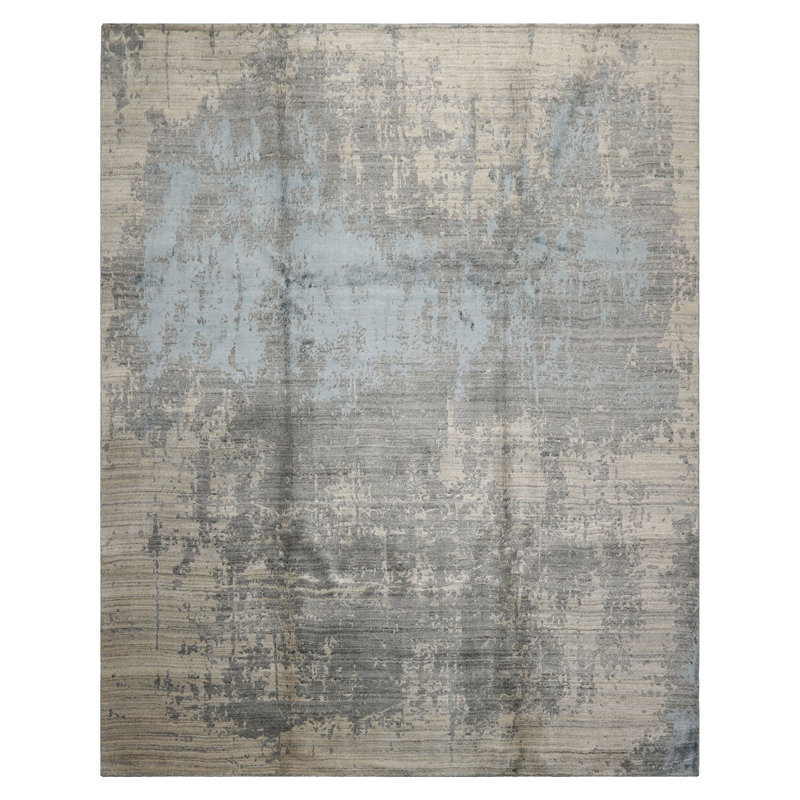 Tapis tibétain moderne tissé à la main 8 x 10 beige