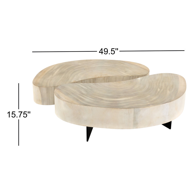 Avett Solid Wood Coffee Table, Dark Gunmetal, Bleached Guanacaste