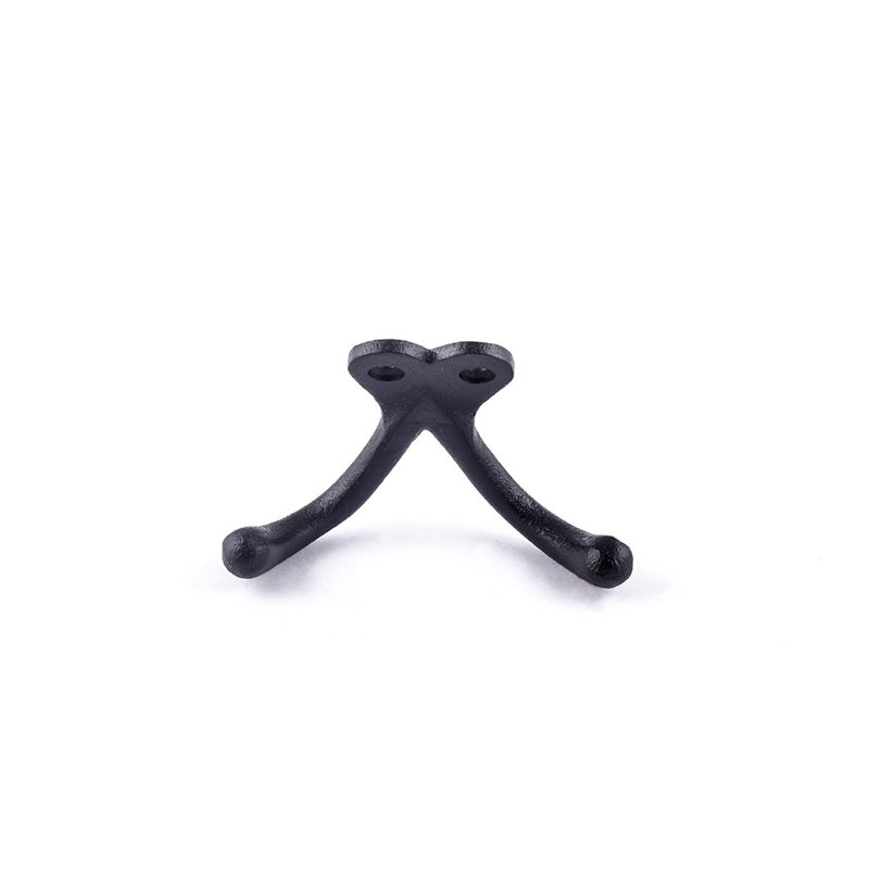 Black Wrought Iron Double Wall Hook Set of 3