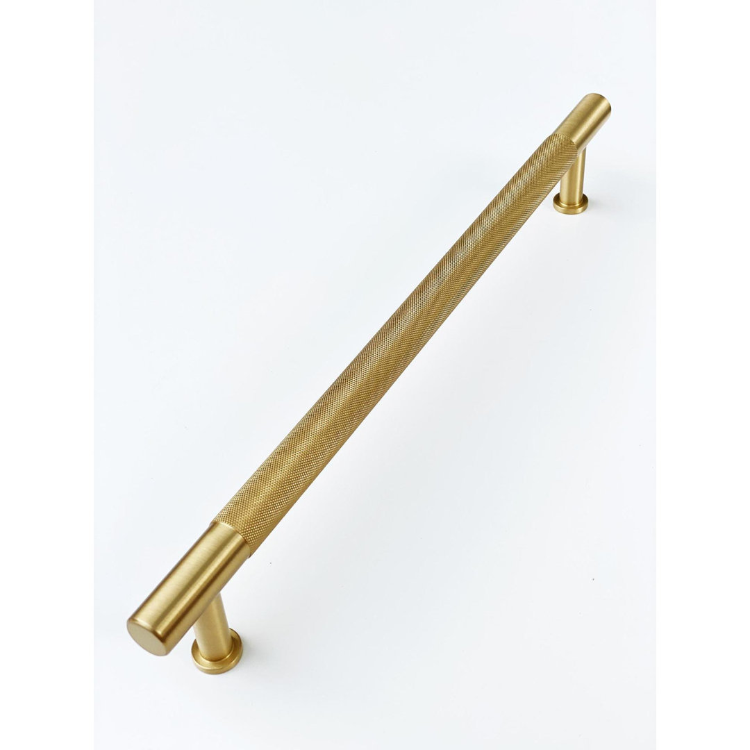 Knurled 12" Center to Center Cabinet Handle in Satin Brass Forge Hardware Studio