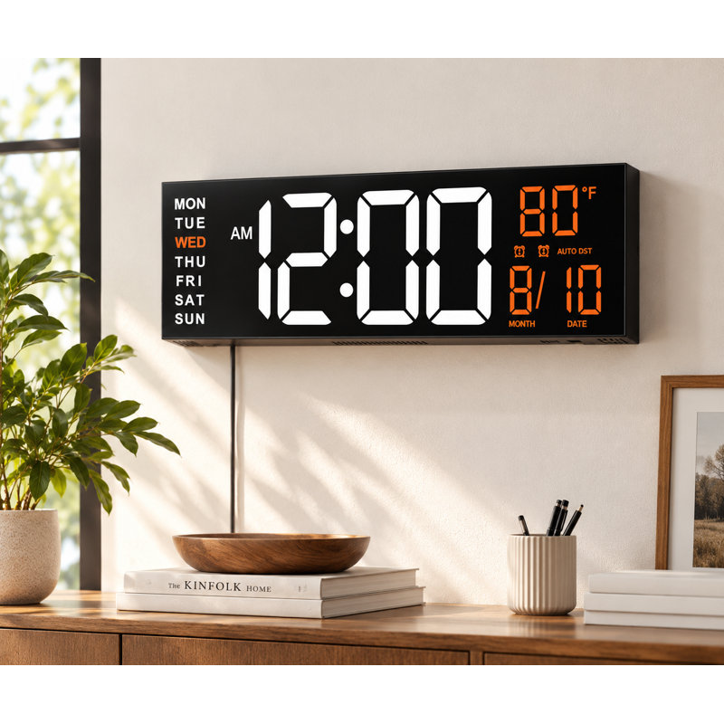 16" Large Digital Wall Clock with Remote