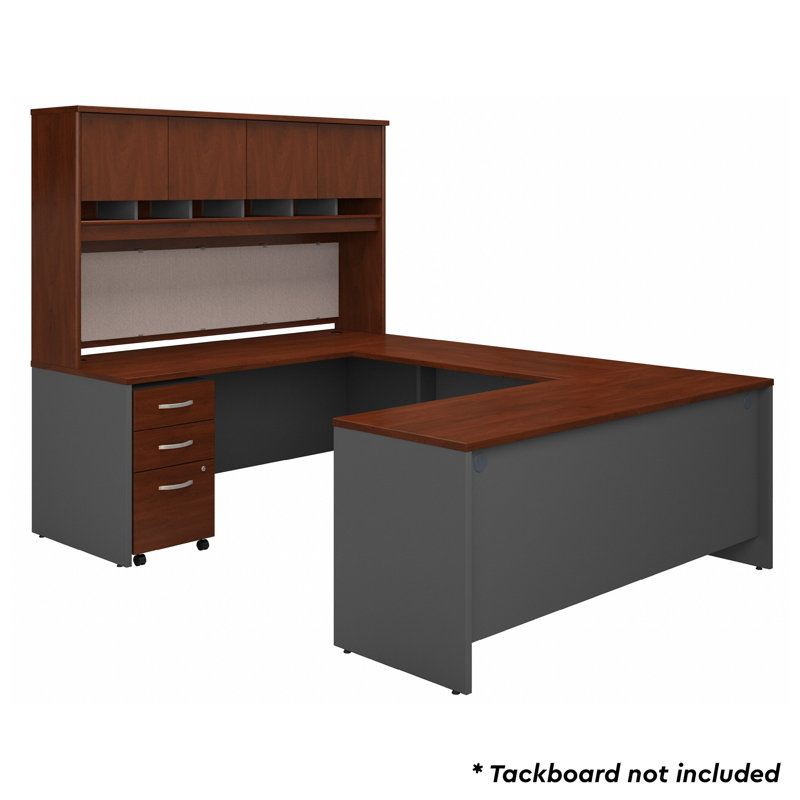 Bureau en U avec huche et rangement cerisier Hansen Series C 72W