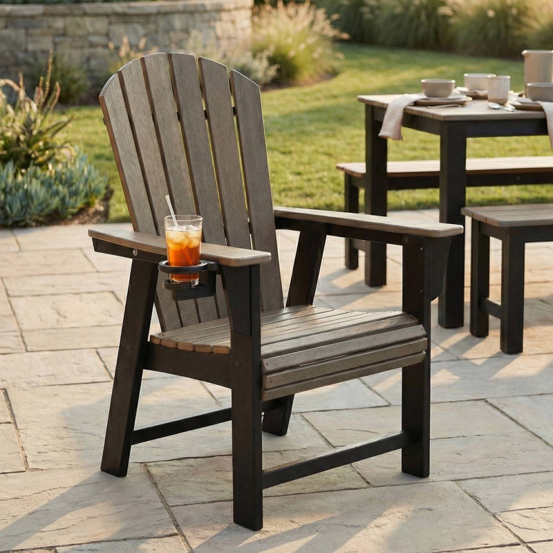 Chaise Adirondack Featherstone, noire, Black/Dark Walnut Grain