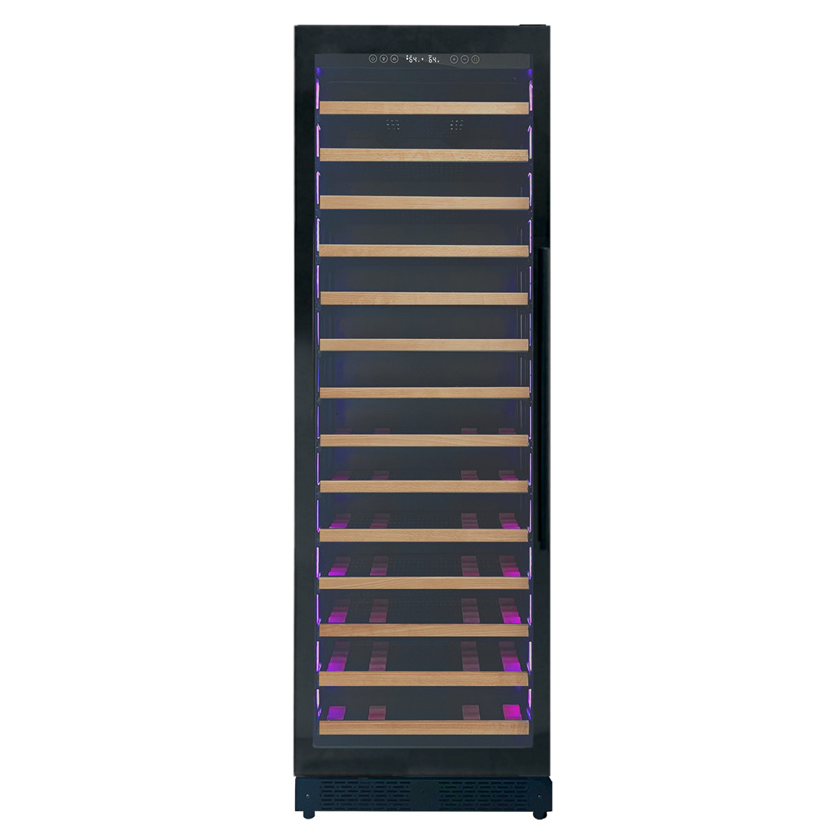 Allavino Reserva Series 67 Bottle 71" Tall Single Zone Left Hinge Black Shallow Wine Refrigerator with Wood Front Shelves — FIN-0016656 | Fridge.com
