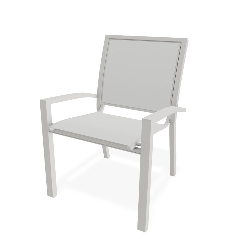 Chaise de café empilable Kendall, Neige, Blanc 6D Sunbrella®