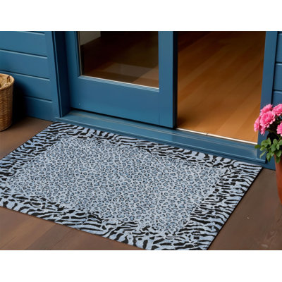 Tapis intérieur lavable à imprimé animal 3 pi x 5 pi bleu
