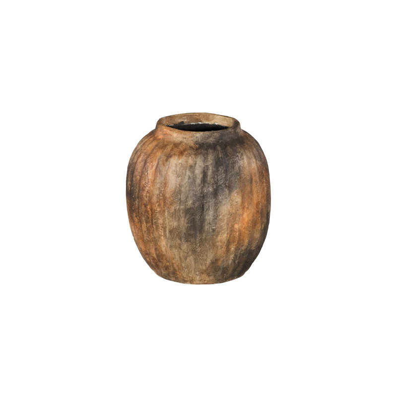 Vase en terre d'ombre brute, globe
