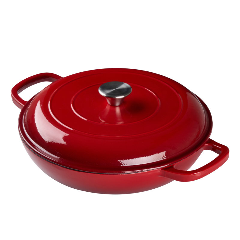 Living And Home Cast Iron Round Dutch Oven, Red, 3.2 litres