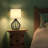 Black Modern Table Lamp with Hollowed Out Base Linen Fabric Shade