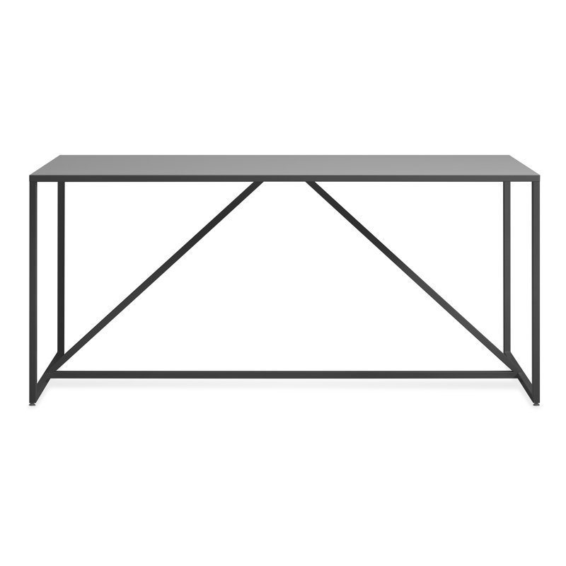 Strut Walnut Metal Base Dining Table, Bar (40" Height), Slate, 35" W x 90" L