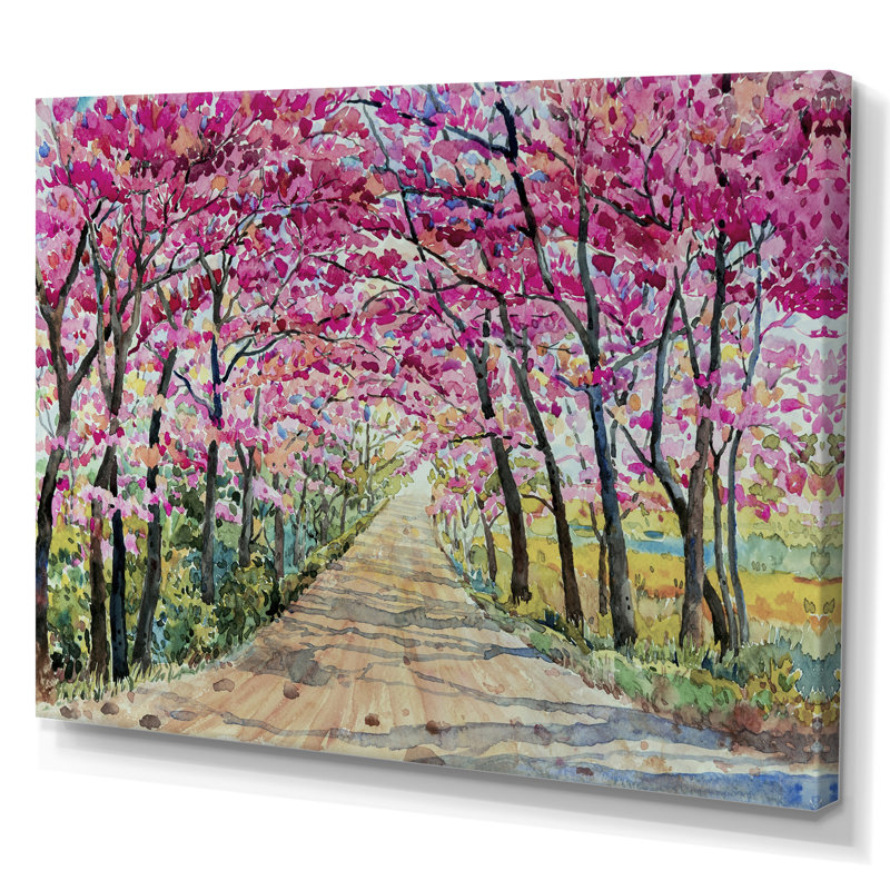 «Path To The Enchanted Pink Forest», reproduction sur toile flottante, H 30 po x l 40 po, Toile tendue, Sans cadre