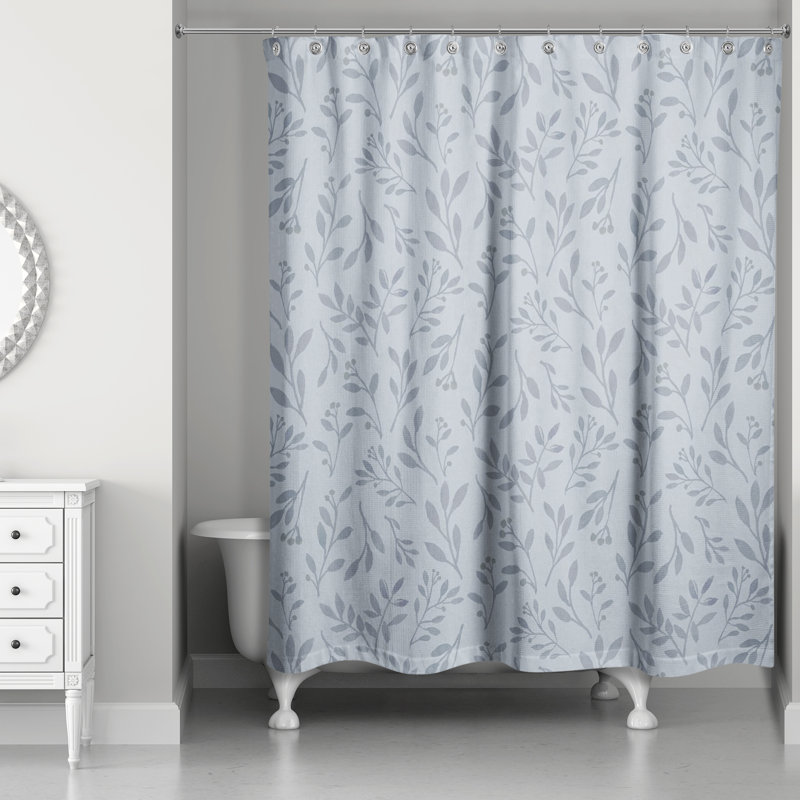 Rideau de douche simple à motif floral, Bleu