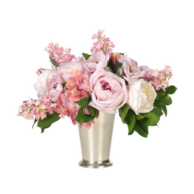 Rose Hydrangea, Pink, Aluminum Cup, 15wx12dx14h